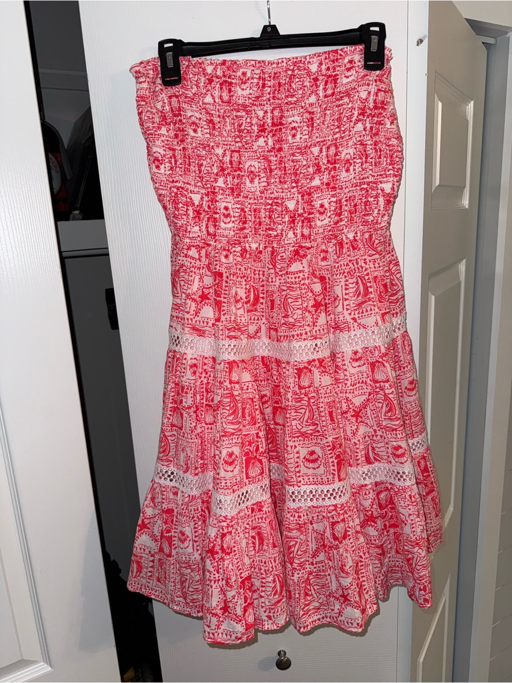 Lilly Pulitzer Strapless Coral-Pink Printed Tiered Dress - Picture 8 of 8